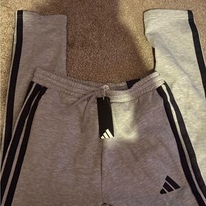 Adidas Mens Gray Joggers with Black Stripes NWT